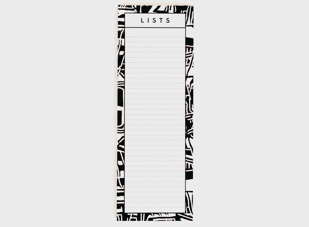 Black and White Pattern Lists Pad by Studio Wald