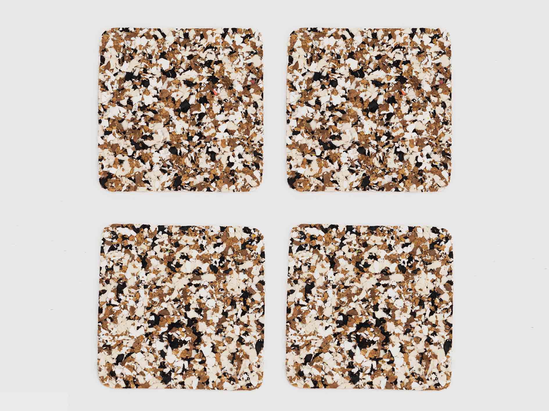 yod and co square cork coasters in black, white and cork