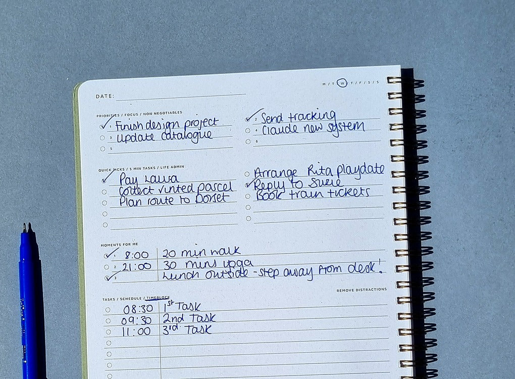 Why we moved "moments for me" to the top of our daily planner — and what it says about how we think about productivity