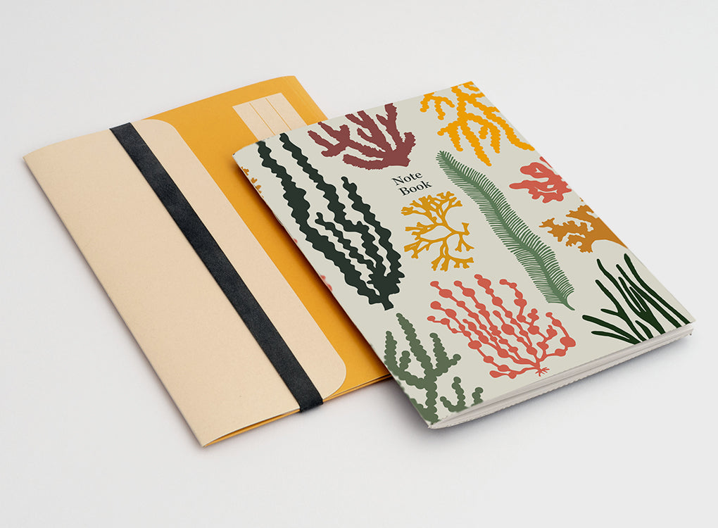 UK Made A5 notebook with Seaweed Pattern  and folder