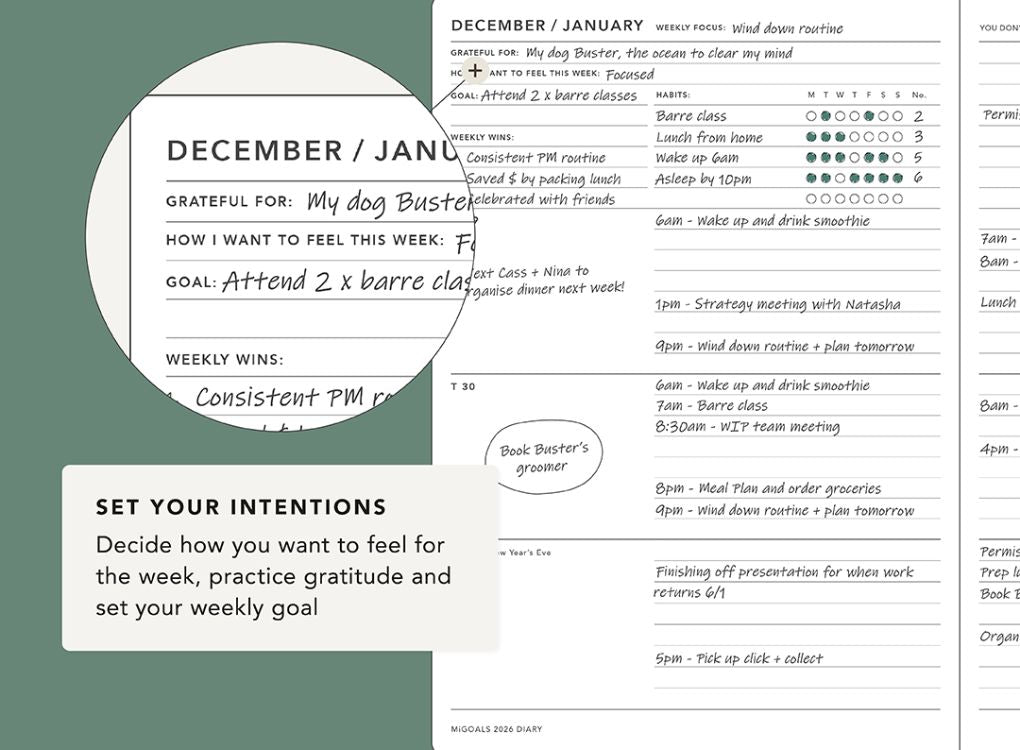MiGoals | 2026 A5 Weekly Spread Goal Diary
