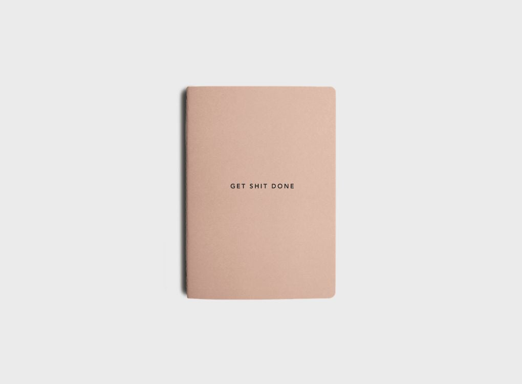 migoals get shit done to do list and notebook in Just Peachy, with a subtle motivational quote on the front, designed to increase productivity and inspire ideas.
