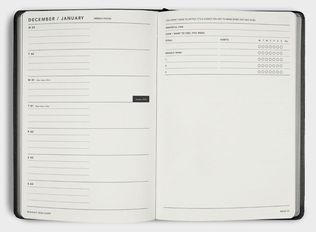 MiGoals | 2026 A5 Weekly Notes Goal Diary