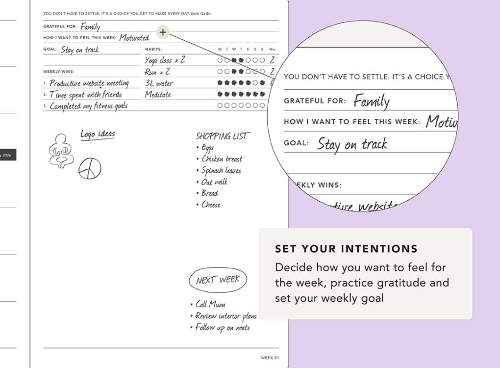 MiGoals | 2026 A5 Weekly Notes Goal Diary