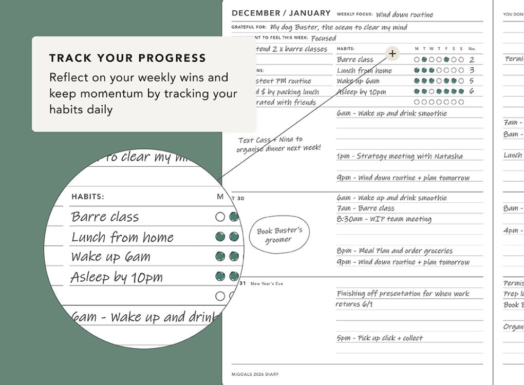 MiGoals | 2026 A5 Weekly Spread Goal Diary