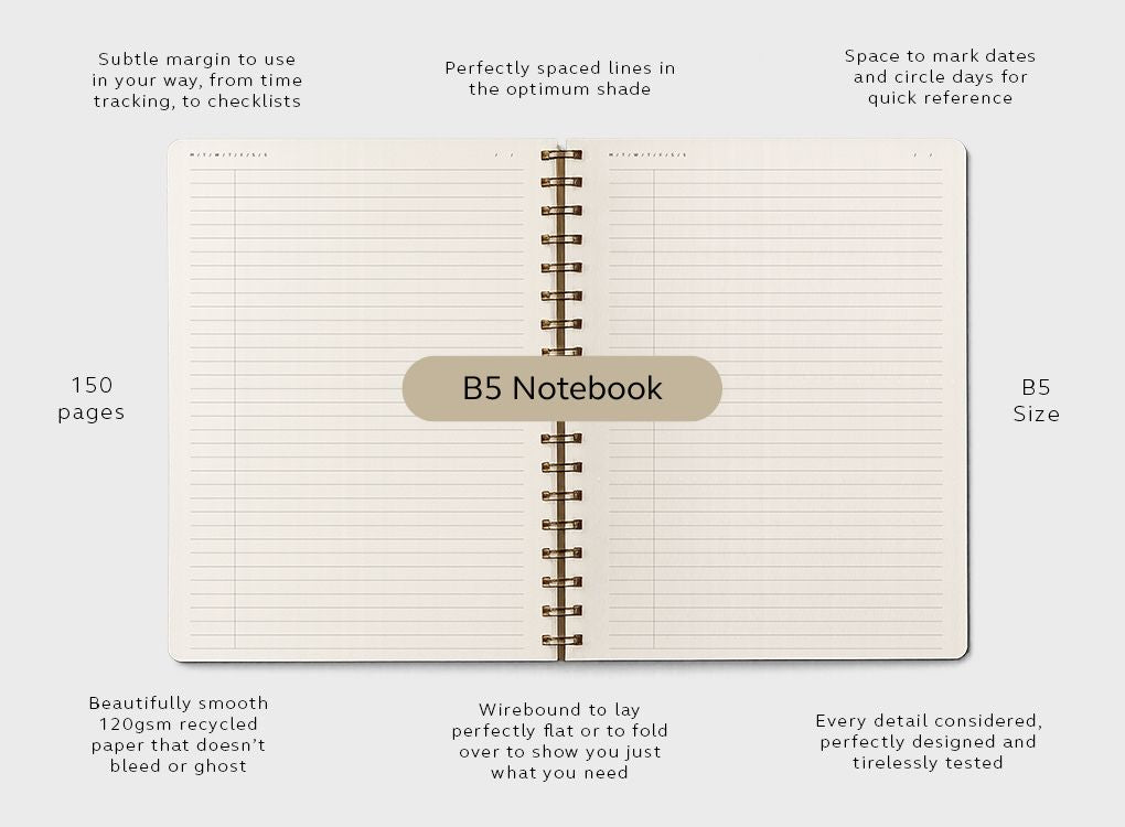 MOXON Form notebooks in Navy Orange and Green - made in the UK luxury stationery 