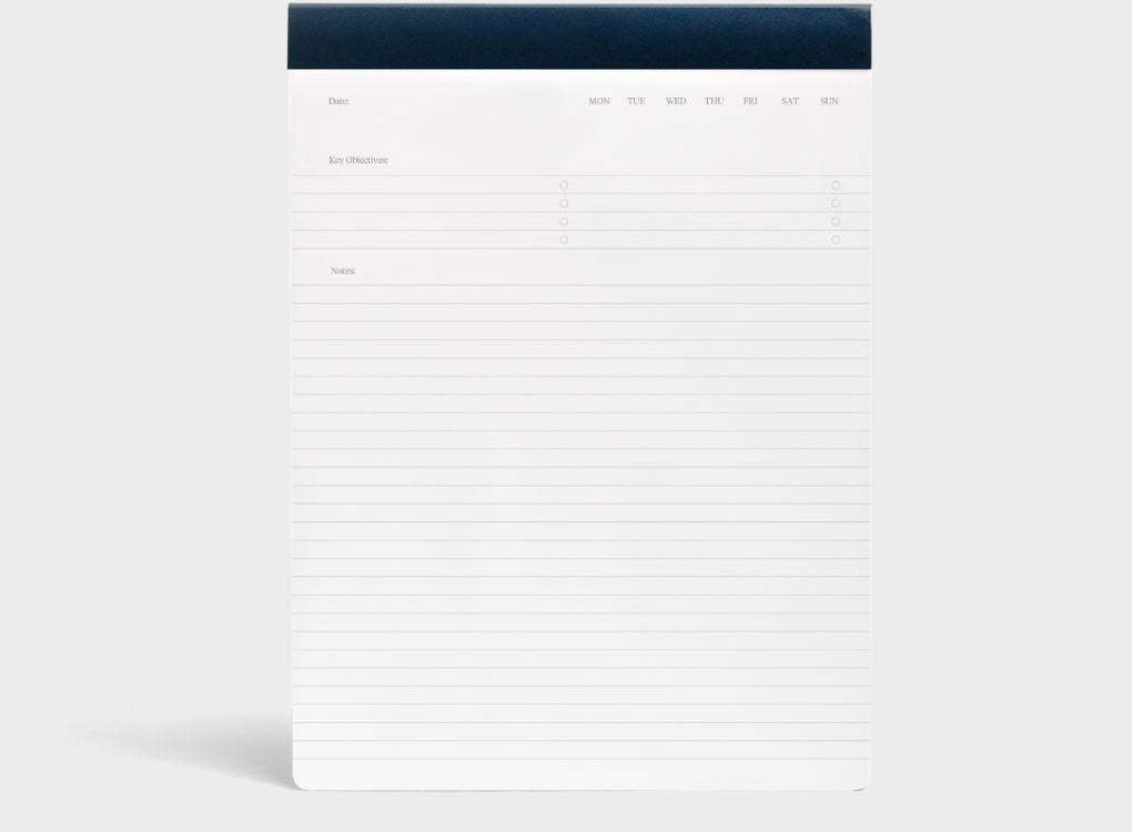 Karst Pro Series Pad daily layout with key objectives section, date header, and lined notes page