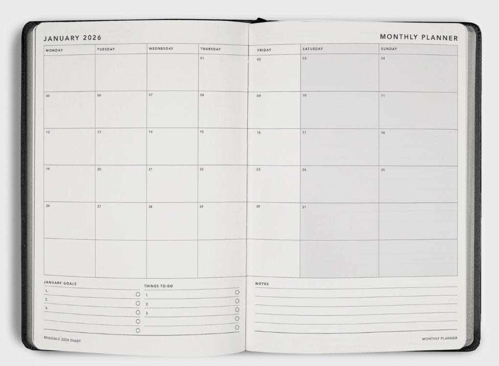 MiGoals | 2026 A5 Weekly Spread Goal Diary