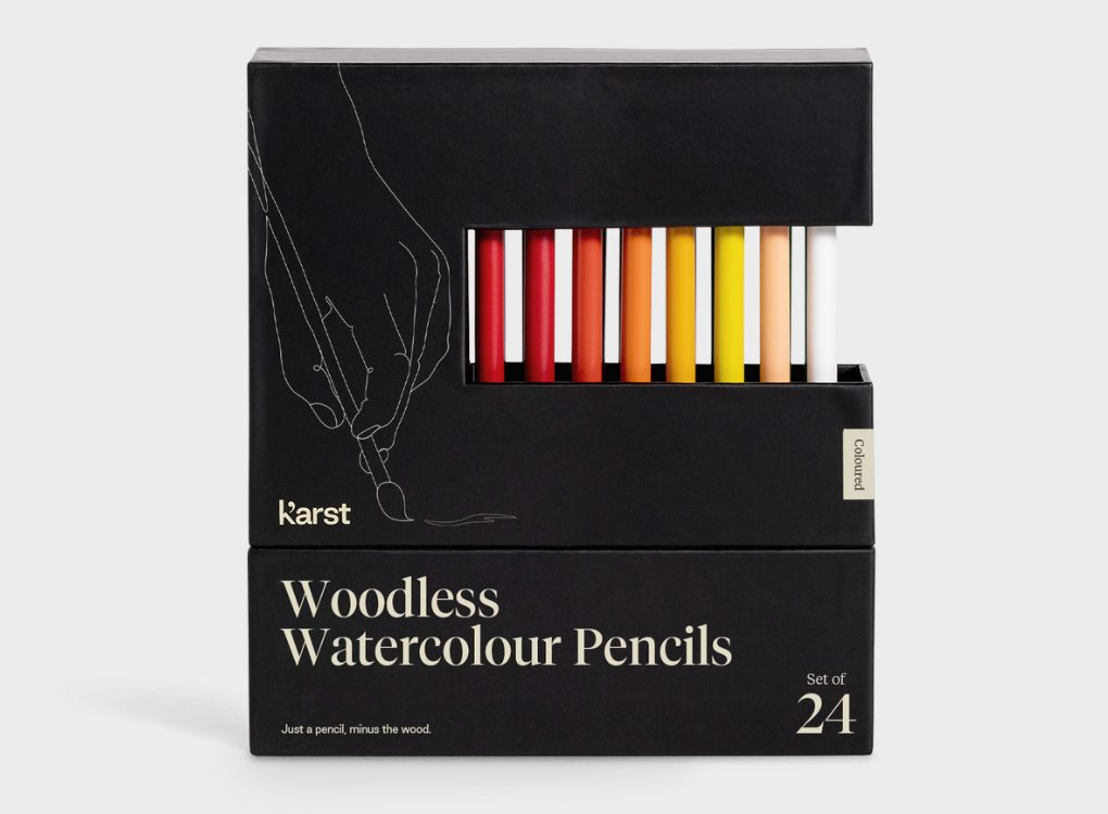 set of woodless watercolour pencils, just pencil, no wood