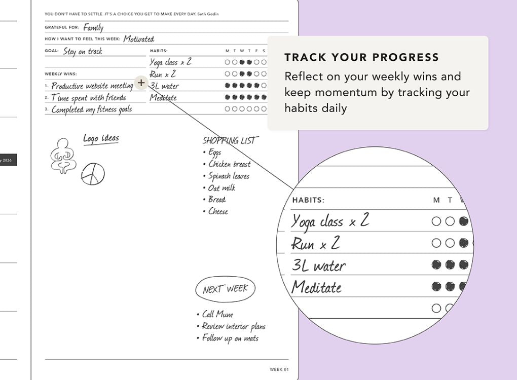 MiGoals | 2026 A5 Weekly Notes Goal Diary
