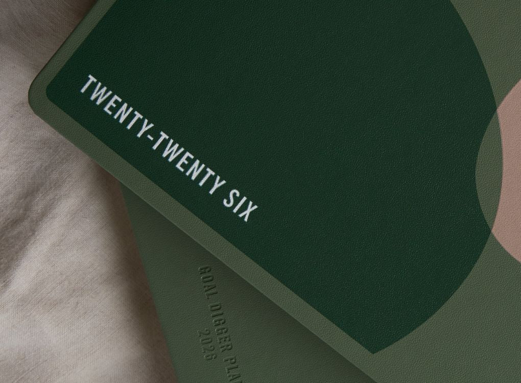 MiGoals 2026 A5 Weekly Notes Diary – From Little Things, green cover with abstract design.