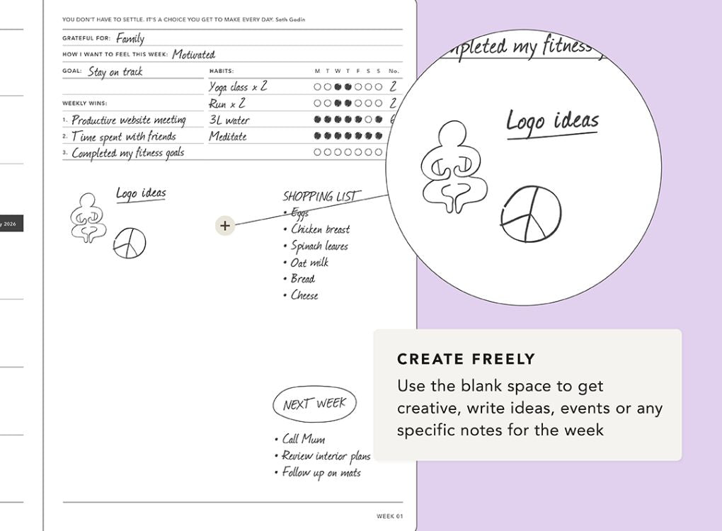 MiGoals | 2026 A5 Weekly Notes Goal Diary