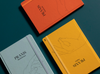 Flat lay of Karst Praxis set of 3 journals. Environmentally friendly stone paper
