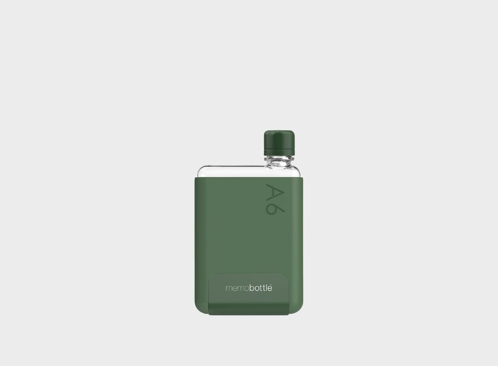 Moss Green Memobottle water bottle flat A6