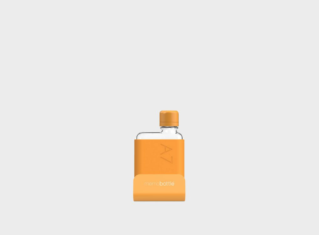 Yellow Mandarin Flat water bottle from B-corp memobottle