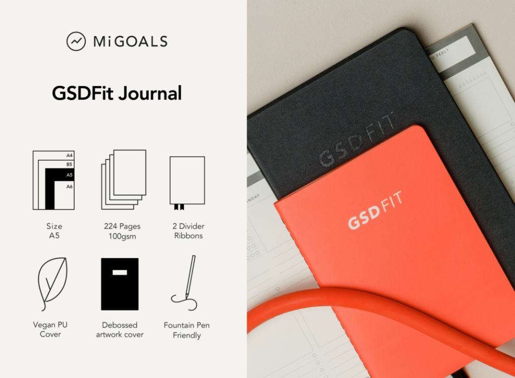 Gsd Journal GSD Fit A5 Fitness Journal by MiGoals | MOXON - MOXON London
