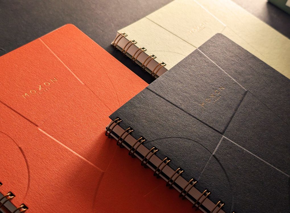 Range of 3 UK made recycled paper notebooks by MOXON 