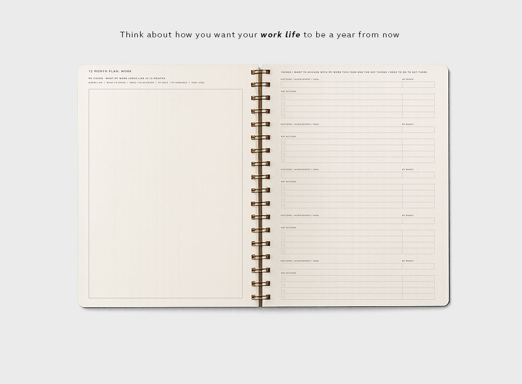 MOXON daily planner open on the how to plan your work life page. Shows features and breakdowns of how to plan. 