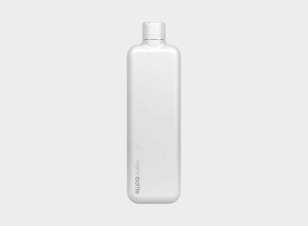 Beautiful and sleek stainless steel slim memobottle in white