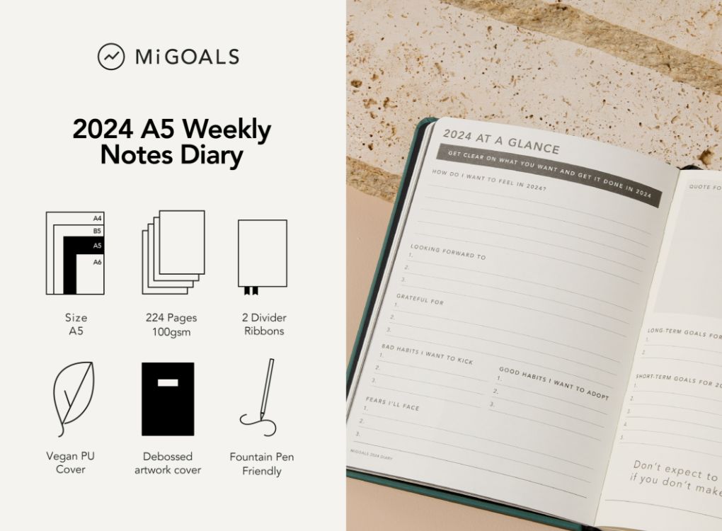 MiGoals | 2024 A5 Weekly Notes Goal Diary