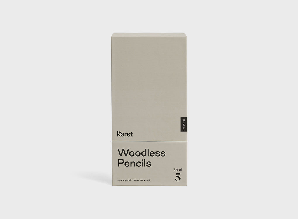 Karst graphite pencils, wood free and 100% graphite, in minimalist gift box