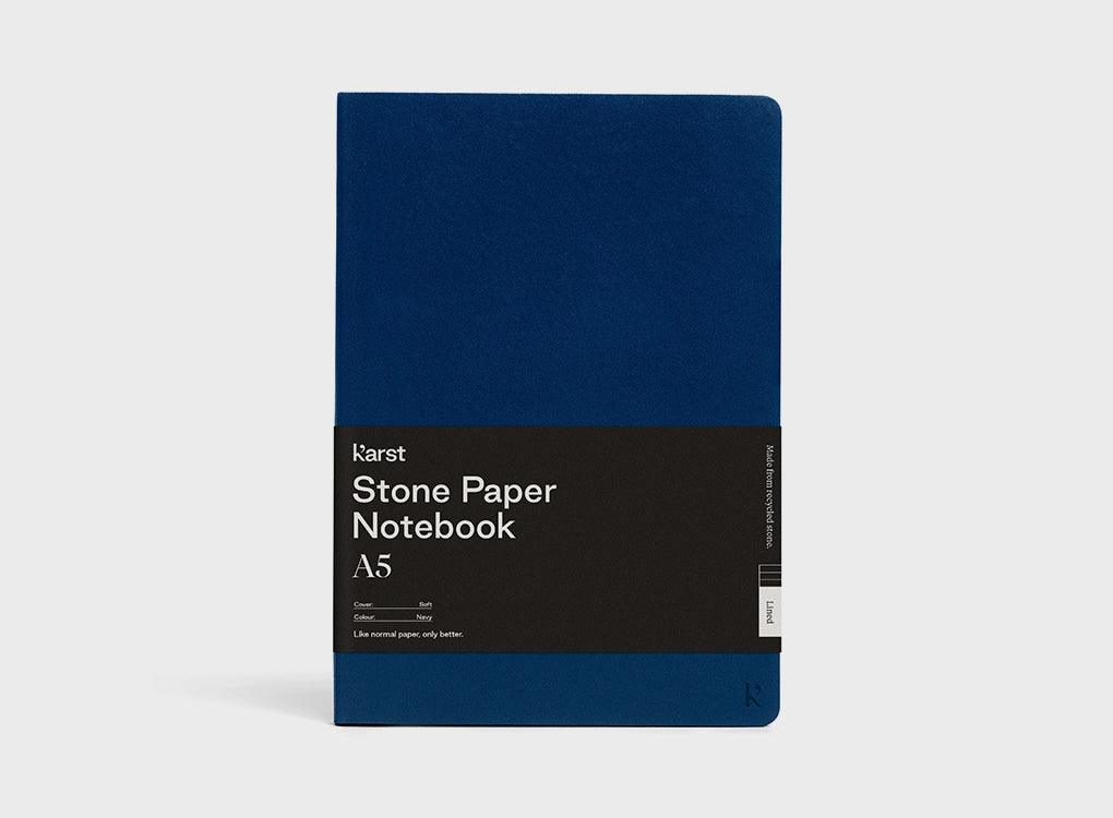 Karst notebook in navy with a vegan leather soft cover