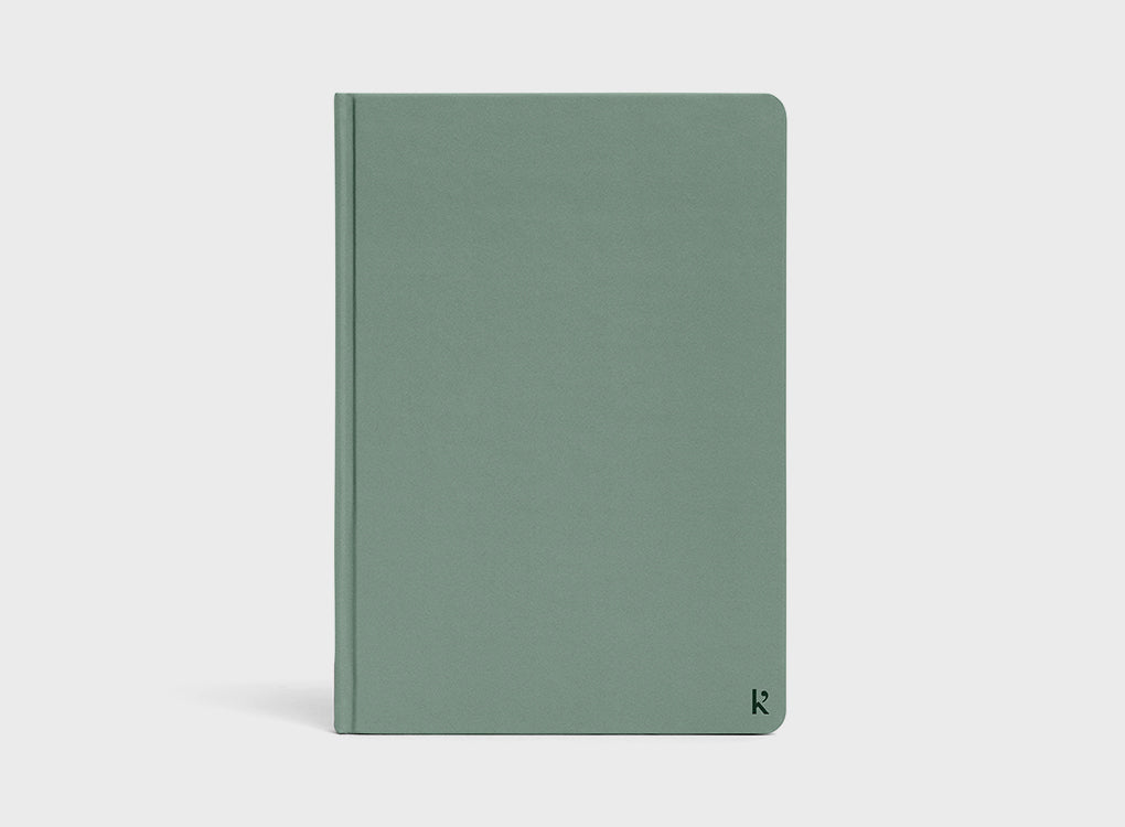 Karst hardcover notebook in A5 with eco friendly stone paper in eucalyptus green