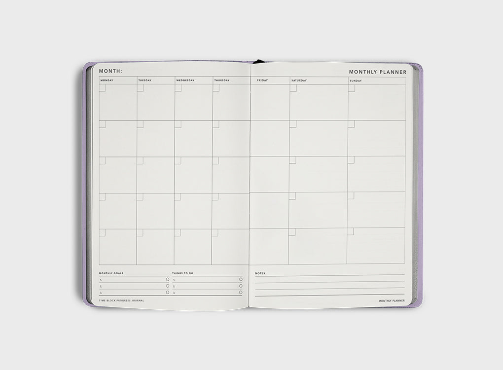 Monthly Planner in the Progress journal by migoals