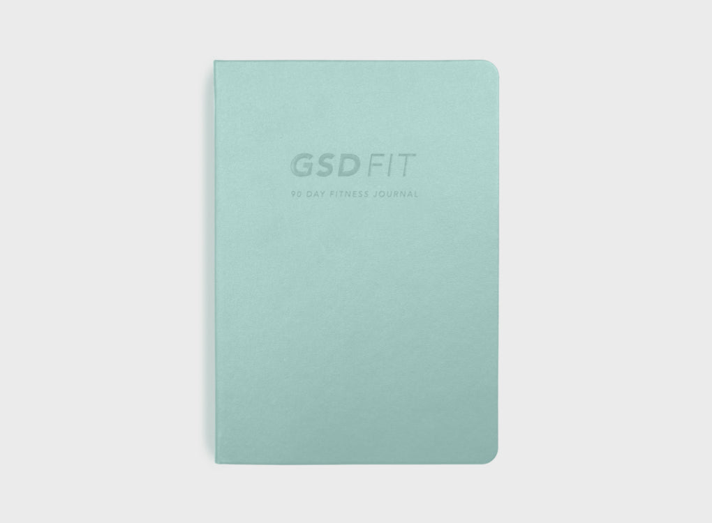 migoals gsd fit a5 fitness journal designed to encourage you to be fit and healthy, and exercise, in mint green