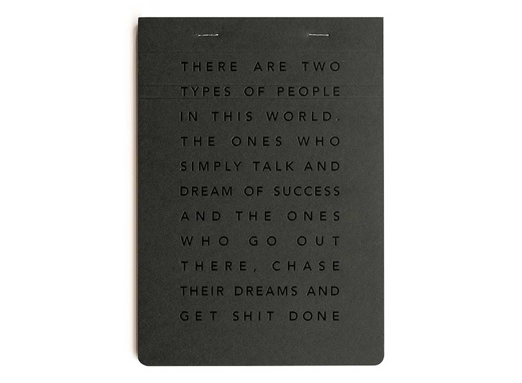 MiGoals GSD Get Shit Done A5 to do list journal and desk pad, stationery designed to motivate you with inspiring quotes, in all black