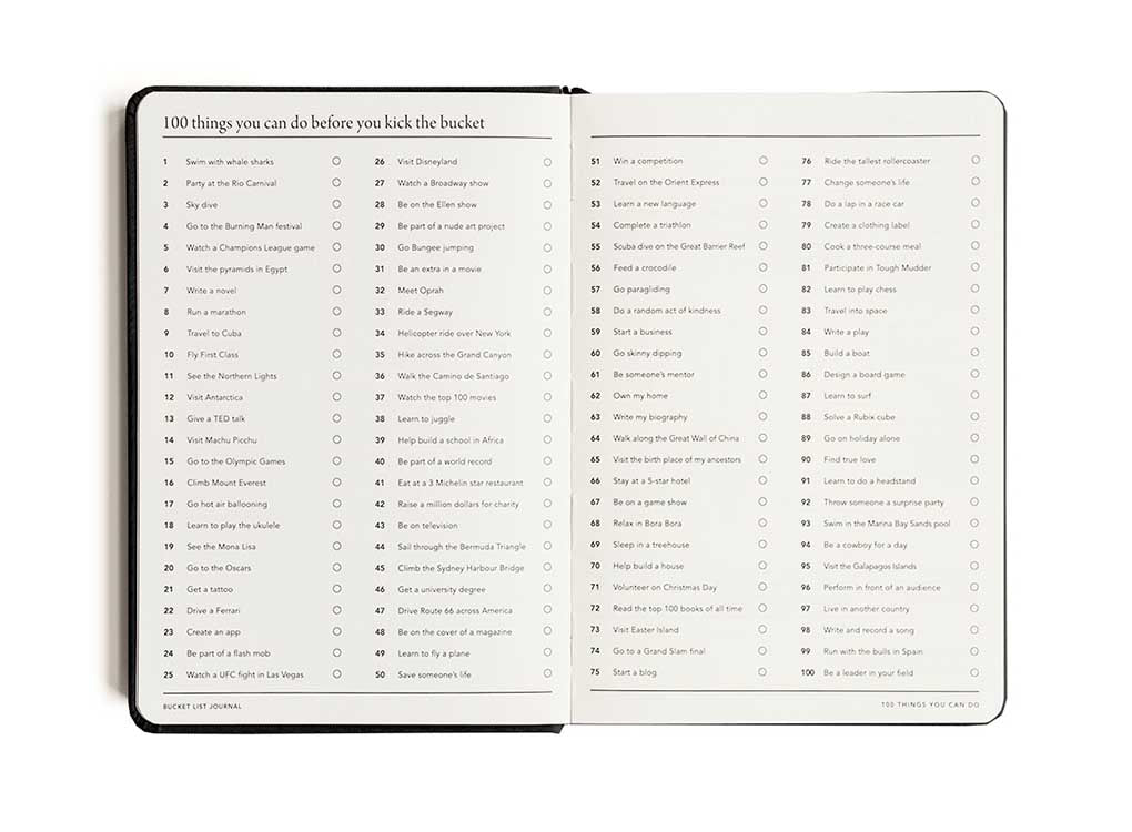 100 things to do before you die - MiGoals Bucket List Journal