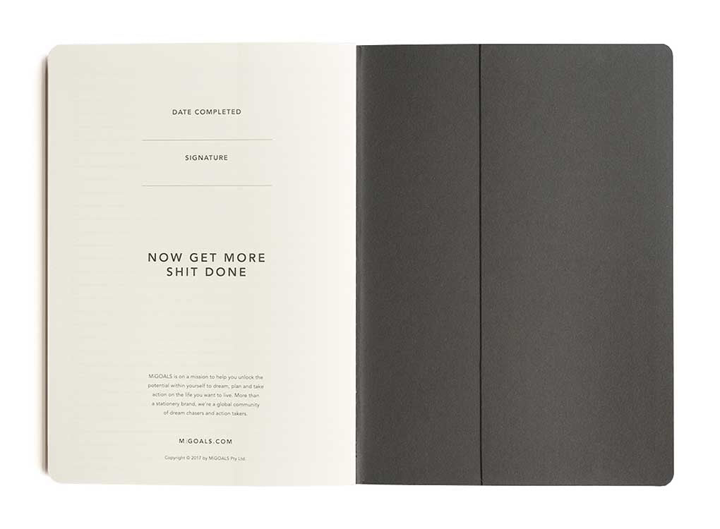 final page of migoals get shit done to do list notebook, motivating you to get more shit done!