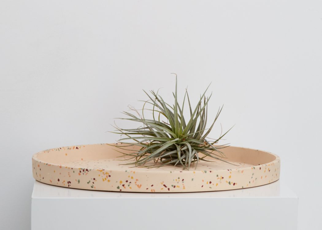 AGAVE TERRAZZO TRAY LARGE. The perfect tray to place permanently as a table centre-piece, on a dresser for jewellery or as a kokadama tray. Each size is sold separately. Designed in Australia. Hand made from resin. Finished with a cork bottom. Not recommended for food use. Worldwide shipping. Free UK shipping over £30.