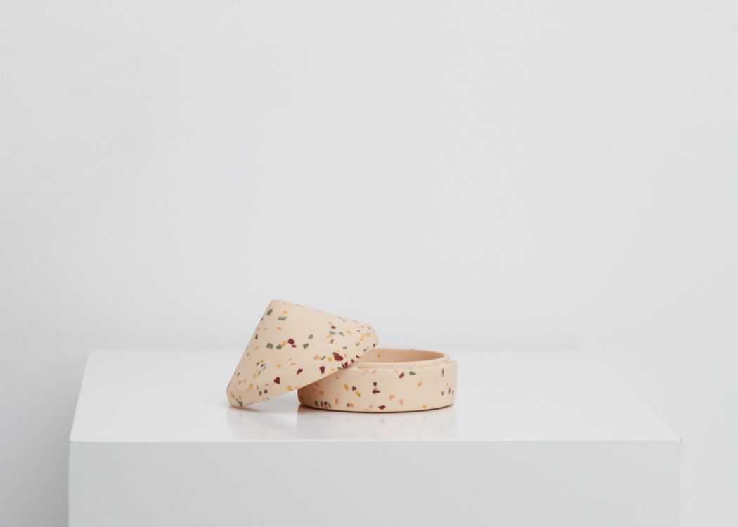 Salt terrazzo CONE Keepsake Box by Capra Designs. Worldwide shipping. Free UK Shipping over £30.