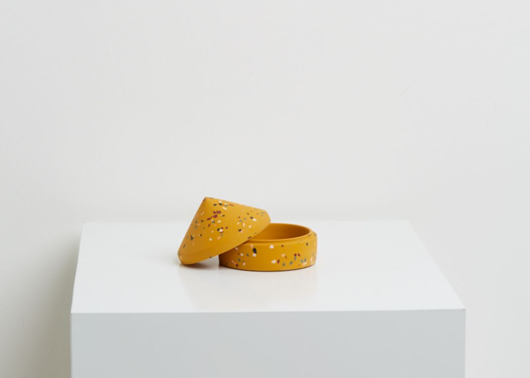 Golden terrazzo CONE Keepsake Box by Capra Designs. Worldwide shipping. Free UK Shipping over £30.