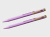 two purple 4-colour refillable ballpoint pens on a grey background - stationery and pens with free shipping