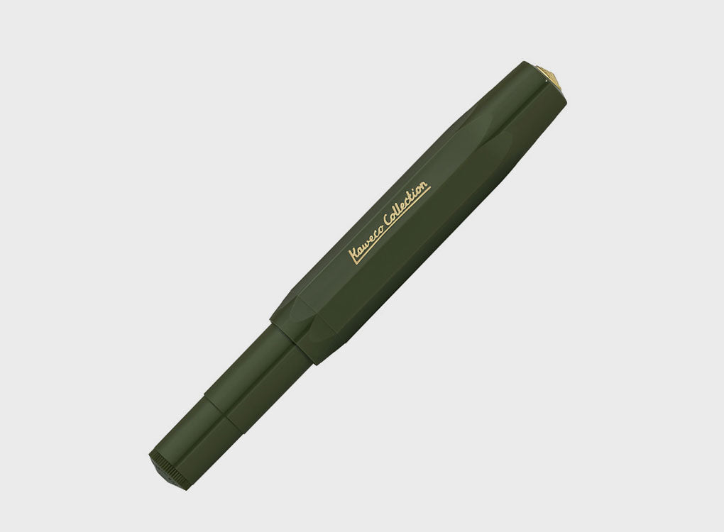 Kaweko collection luxury fountain pen and gift packaging in olive green