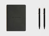 migoals dot grid a6 pocket sized versatile notebook in black with two hightide penco 4 colour ballpoint pens