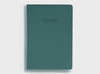 MiGoals notes journal front cover in teal green, designed to increase organisation and productivity