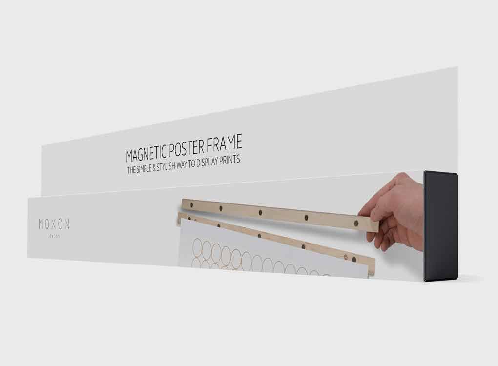 moxon magnetic poster frame packaging - front of box