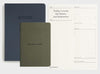 MiGoals progress bundle with progress journal in navy, khaki and black get shit done notebook and daily productivity pads